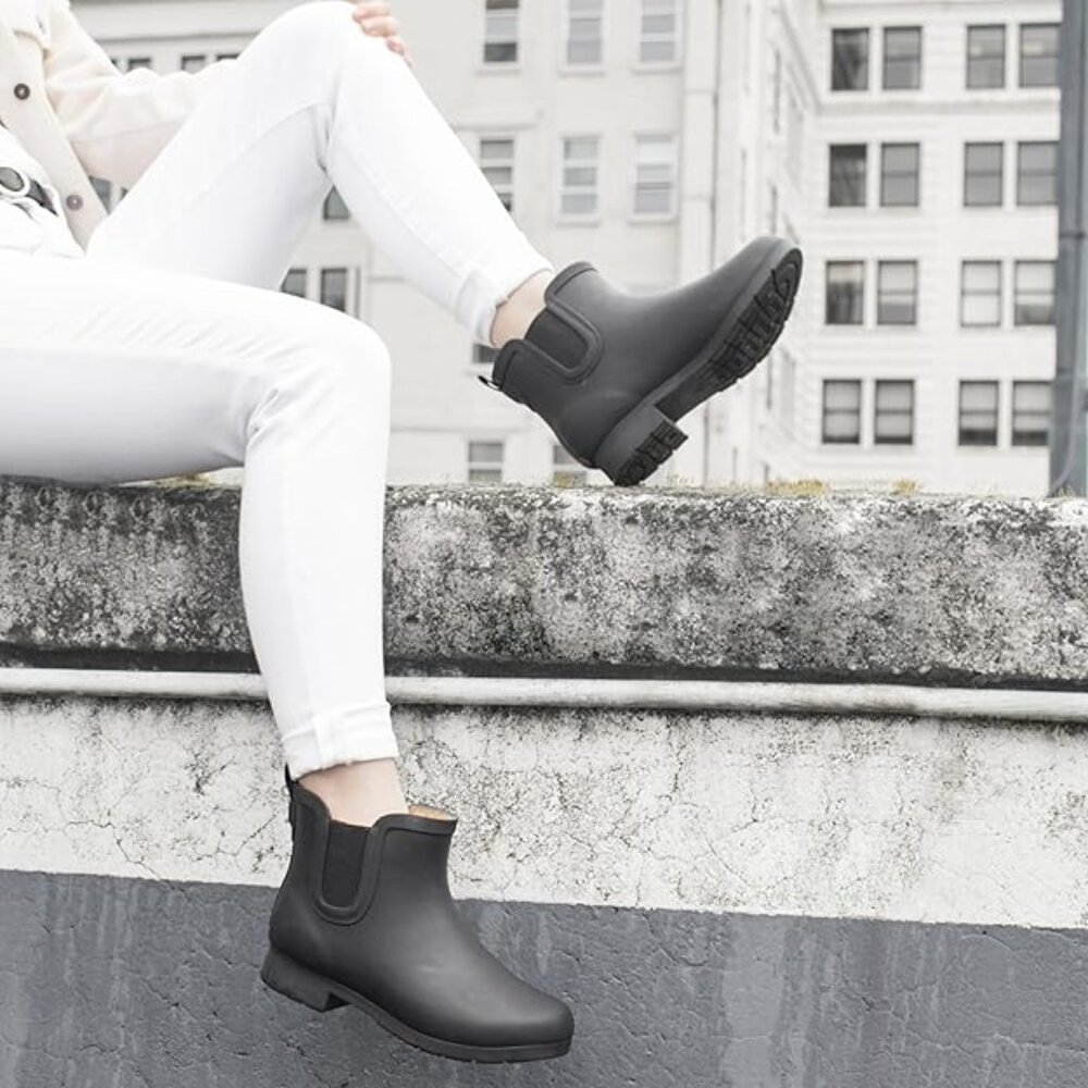 Chooka Women’s Waterproof Chelsea Bootie – Plush Lined, Slip-On Rain Ankle Boots